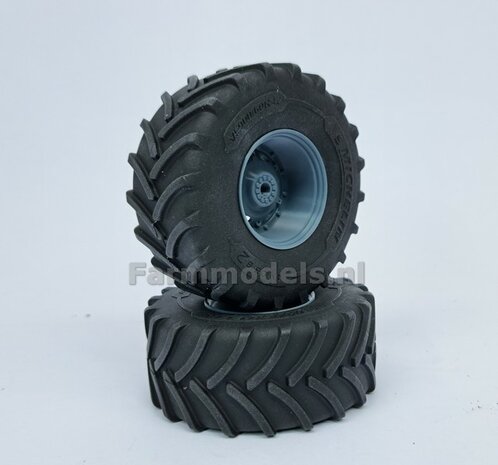 &Oslash; 70.3 x 30.4 mm: JOHN DEERE 7R &amp; 8R Wiking: 2x Michelin Axiobib2 Banden + RESIN Velgen BLANK geleverd 1:32    Farmmodels Premium Line Series  