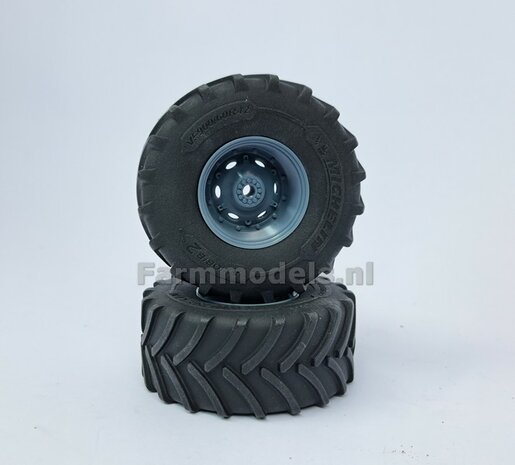 &Oslash; 70.3 x 30.4 mm: JOHN DEERE 7R &amp; 8R Wiking: 2x Michelin Axiobib2 Banden + RESIN Velgen BLANK geleverd 1:32    Farmmodels Premium Line Series  