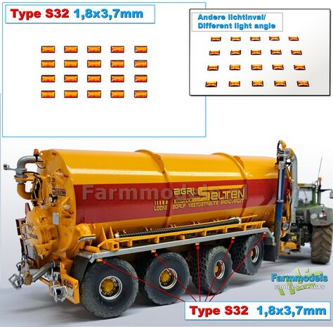20x Zelfklevende ORANJE GLIMMERS/ REFLECTOREN  Type S32  afmeting: 1,8 x 3,7 mm  Kleur: HELDER ORANJE  Farmmodels.nl