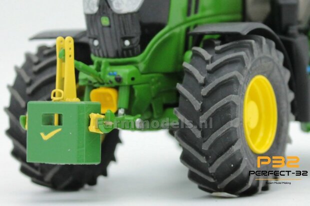 COMBI SET: 2x &Oslash; 48.8 mm + 2x &Oslash; 64 mm: John Deere 6R250 Wiking Bandenset BLANK  1:32  PERFECT-32  REAR + P29