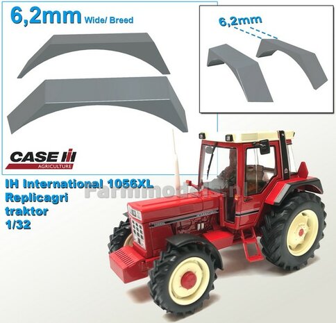 2x ACHTERAS SPATBORDEN 6.2mm breed t.b.v. IH International 1056XL van Replicagri.  Materiaal Resin BLANK geleverd  1:32  