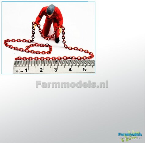 25cm MF RODE (SLEEP-) KETTING GROF, MASSEY FERGUSON 9S ROOD gespoten geleverd. Lengte per schakel ongeveer 3,3 mm 1:32 