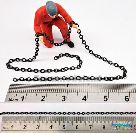 25cm KETTING MIDDEL, ZWART Geleverd. Lengte per schakel ongeveer  2,2 tot 2,4mm 1:32 