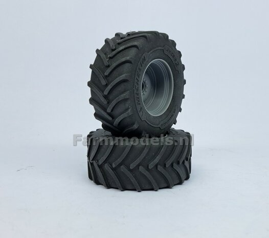 &Oslash; 70.6 x 30.4 mm: MASSEY FERGUSON 9S: 2x Michelin Axiobib2 Banden + RESIN Velgen BLANK geleverd 1:32     Premium Line Series  
