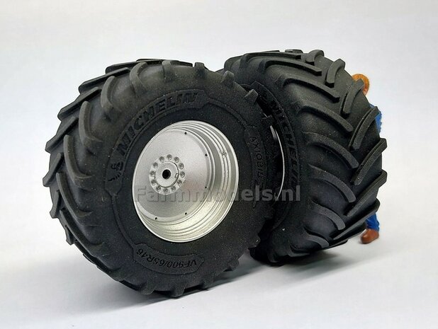 &Oslash; 70.6 x 30.4 mm: MASSEY FERGUSON 9Sg: 2x Michelin Axiobib2 Banden + Resin Velgen ALU-METALIC Gespoten geleverd 1:32   Premium Line Series  