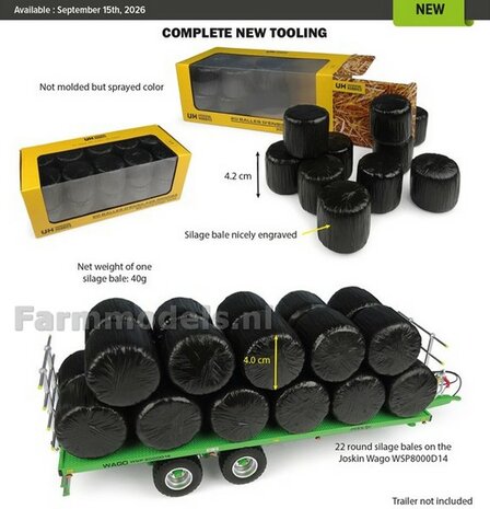 ZWARTE FOLIE: 20x gewikkelde ronde balen &Oslash; 40 mm 1:32 Universal Hobbies UH7230   LEVERBAAR SEPT. 2026/AVAILABLE SEPT. 2026