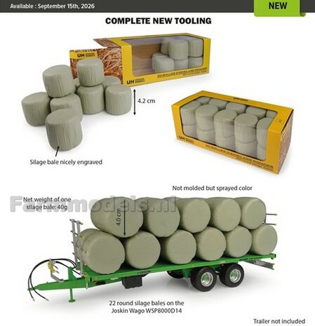 GROENE FOLIE: 20x gewikkelde ronde balen &Oslash; 40 mm 1:32 Universal Hobbies UH7231   LEVERBAAR SEPT. 2026/AVAILABLE SEPT. 2026