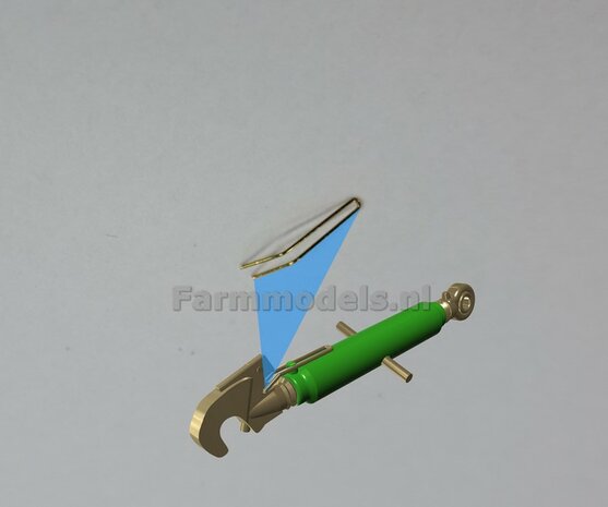 Topstang DELUXE lengte 17.3mm met 2x KOGELKOP aansluiting. RESIN, ZWART GLANS gespoten + 2x messing as t.b.v. details  1:32