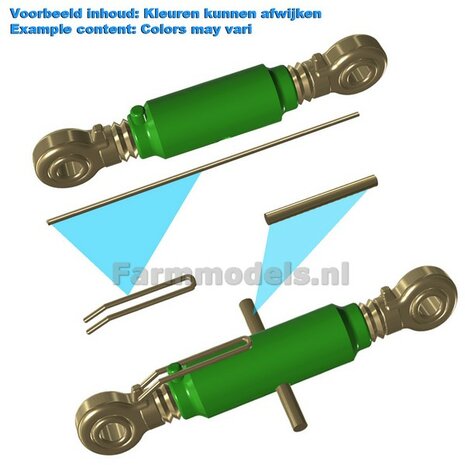 Topstang DELUXE lengte 23.3mm met 2x KOGELKOP aansluiting. RESIN, ZWART GLANS gespoten + 2x messing as t.b.v. details  1:32