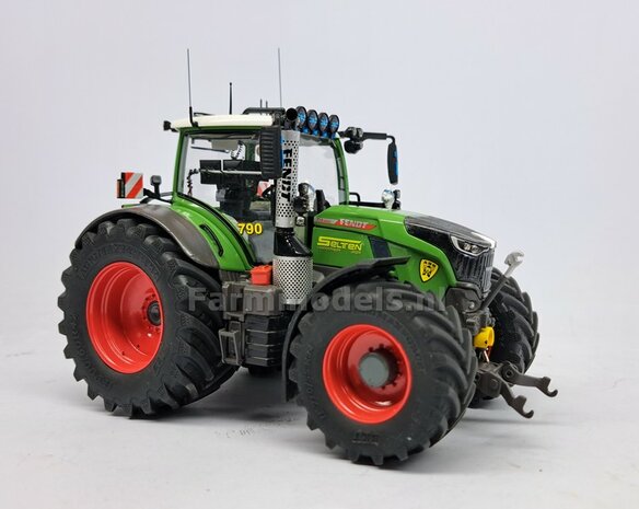 COMBI SET: 2x &Oslash; 51 mm + 2x &Oslash; 68 mm: Fendt 728 Wiking Bandenset ROOD incl. 2x afdekplaat achteras 1:32  PERFECT-32 P28 + P29