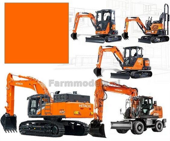 HITACHI ORANJE - Farmmodels series Spuitbus / Spraypaint - Farmmodels series = Industrie lak, 400ml. ook voor schaal 1:1 zeer geschikt!!