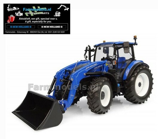 New Holland T5.120 Dual command-2025  met voorlader 655 LU + FREE GIFT VOORRUIT STICKER SET Universal Hobbies 1:32 UH6682     