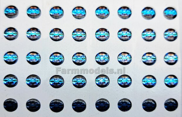 6x ronde &Oslash;6.1mm X-SPIDER Zelfklevende BLAUWE reflecterende verstraler/glimmers Type R61 Kleur: BLAUW met lichte BLAUWE tinten