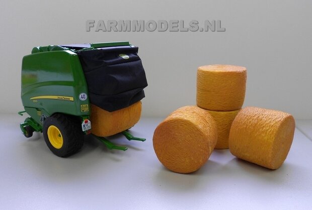 4x gedetaileerde Ronde Balen, &Oslash; 47 mm perfect bij John Deere &amp; Claas pers Wiking 