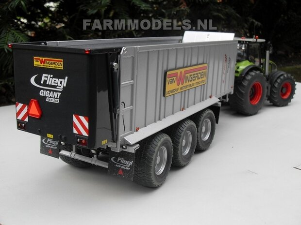 415. Claas Axion 950 &amp; Fliegl afschuifwagen op Michelin Cargo XBib Farmmodels banden met aluminium velgen