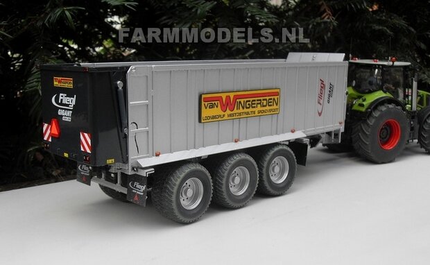 415. Claas Axion 950 &amp; Fliegl afschuifwagen op Michelin Cargo XBib Farmmodels banden met aluminium velgen