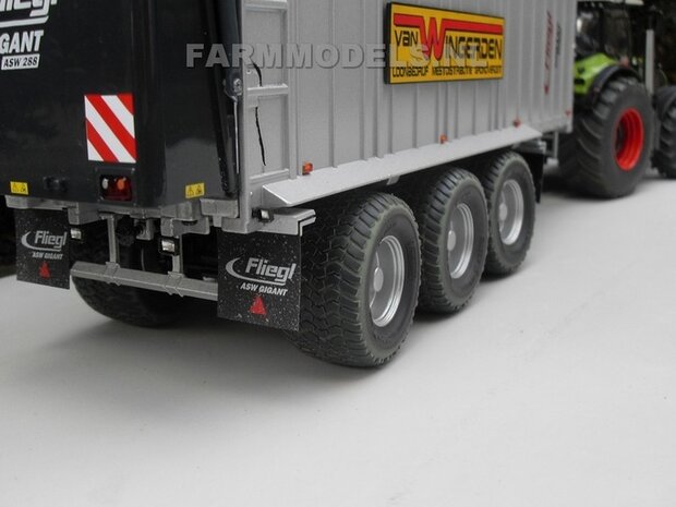 415. Claas Axion 950 &amp; Fliegl afschuifwagen op Michelin Cargo XBib Farmmodels banden met aluminium velgen