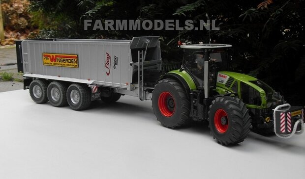 415. Claas Axion 950 &amp; Fliegl afschuifwagen op Michelin Cargo XBib Farmmodels banden met aluminium velgen