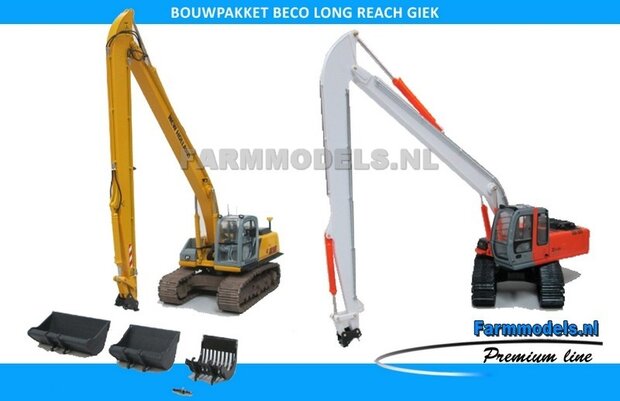 Long Reach Giek BECO + snelwisselset BOUWKIT t.b.v. Hitachi 210 Zaxis/ New Holland 215 ROS  1:32 (incl. snelwisselset) (HTD)                