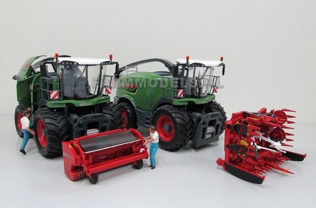 COMBI-SET: 2x Fendt Katana 85 Wiking = 1x Katana 85 met maisbek + 1x Katana 85 met graspickup  1:32   NB2B