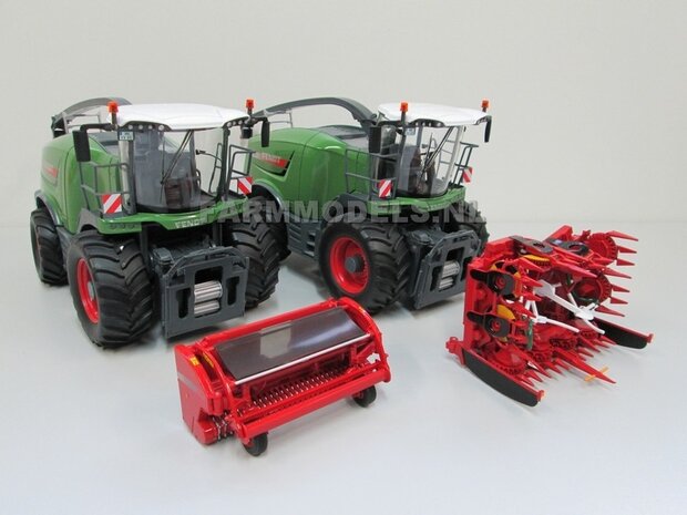 COMBI-SET: 2x Fendt Katana 85 Wiking = 1x Katana 85 met maisbek + 1x Katana 85 met graspickup  1:32   NB2B