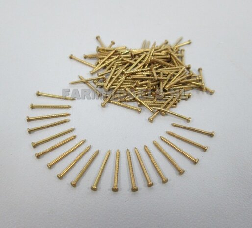 Ong. 100 messing nagels platte kop &Oslash; 0.95mm, te gerbuiken voor (Wiel) Bouten = 7.5 gram   1:32