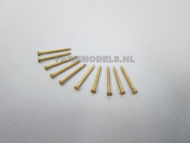 Ong. 100 messing nagels platte kop &Oslash; 0.95mm, te gerbuiken voor (Wiel) Bouten = 7.5 gram   1:32