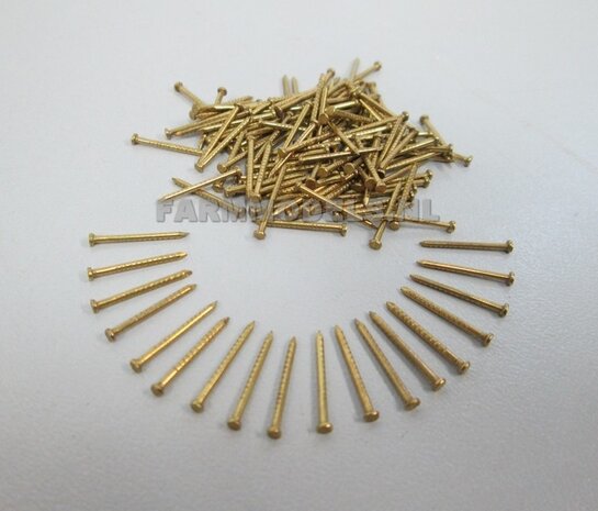 Ong. 100 messing nagels platte kop &Oslash; 0.95mm, te gerbuiken voor (Wiel) Bouten = 7.5 gram   1:32