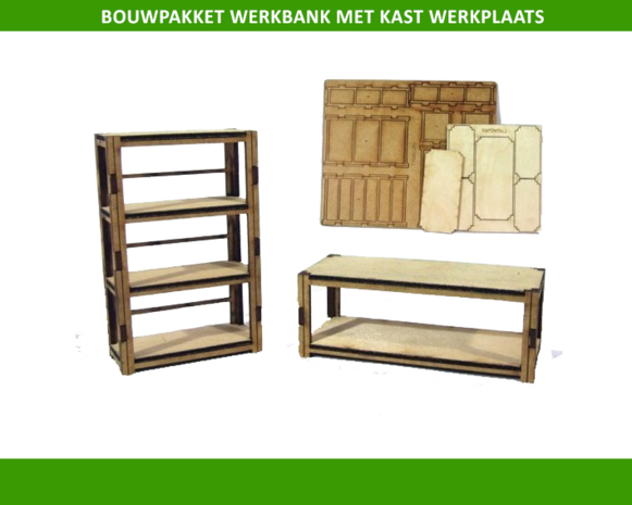 Werkbank met kast werkplaats (zelf monteren) 1:32 (FB059) 