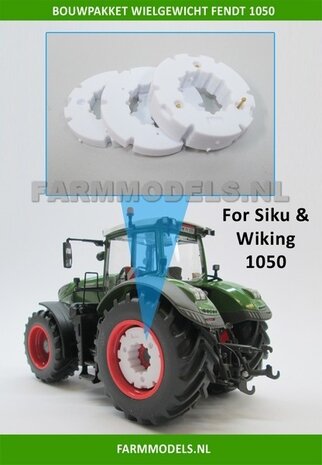 2x Wielgewicht blank, voor original Fendt 1050 Wiking &amp; Siku,  &Oslash; 32.3 mm  ( = 4 Schijven + 6 messing pennen) 1:32                        