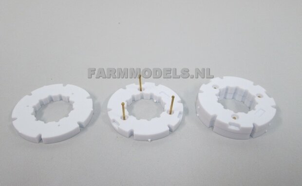 2x Wielgewicht blank, voor original Fendt 1050 Wiking &amp; Siku,  &Oslash; 32.3 mm  ( = 4 Schijven + 6 messing pennen) 1:32                        