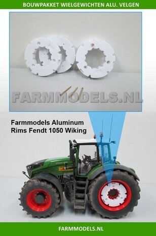 2x Wielgewicht blank, voor Farmmodels aluminium velgen Fendt 1050 Wiking &Oslash; 35.2 mm  ( = 4 Schijven + 6 messing pennen) 1:32            