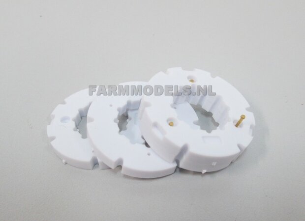 2x Wielgewicht blank, voor Farmmodels aluminium velgen Fendt 1050 Wiking &Oslash; 35.2 mm  ( = 4 Schijven + 6 messing pennen) 1:32            