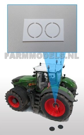 2x Planeetkappen blanc &Oslash; 11.5 mm (Fendt 1050 achteras) 1:32   