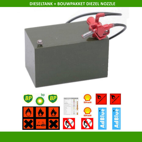 BOUWKIT: Dieseltankje 400 liter met slang en vulpistool Inclusief gratis Pr&eacute;-Cut Decal PCD stickerset  1:32   03104        