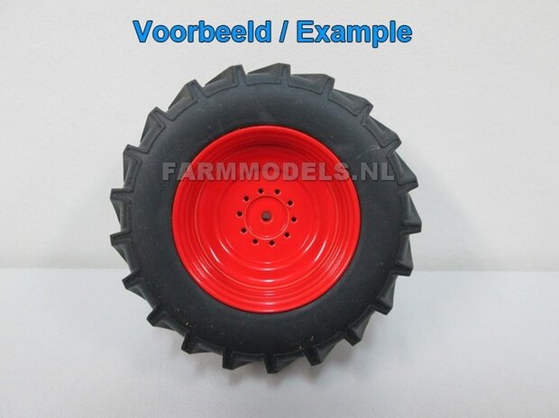 2x Vooras velg Fendt Xylon Aluminium + Brede vooras banden, BLANK geleverd, 1:32    