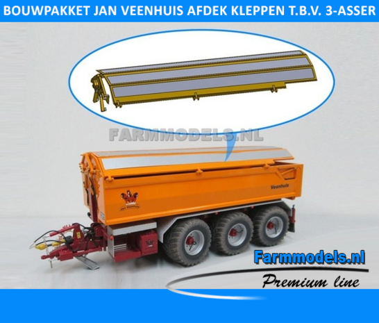 Afdek kleppen systeem Jan Veenhuis zand bak t.b.v 3 asser (haakarm Carrier) Bouwpakket 1:32, Farmmodels Premium line series (HTD)                        