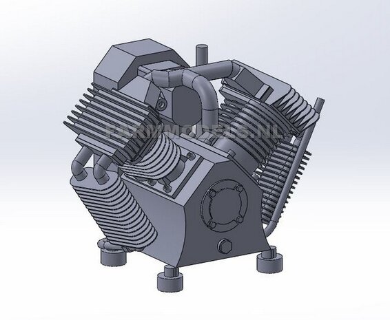 Compressor dubbel + V-snaar afdek kap GROTE versie 1:32