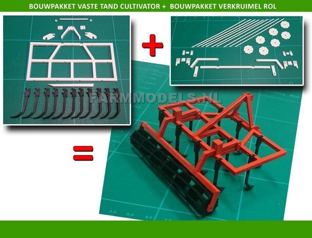 Vaste Tand Cultivator + Verkruimelrol Bouwkit   1:32    01417   