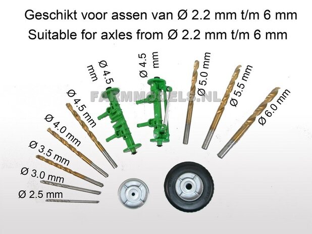 2x Super Single Banden, &Oslash; 35.5 x 15.6 mm banden + 2x velgen + 2x wielnaaf (op ROS assen vanaf 79.9 mm breed), 1:32 