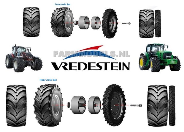 Vredestein Traxion XXL 800/70R38, achteras banden  &Oslash; 64.9 mm + velgen, 1:32, Universele set