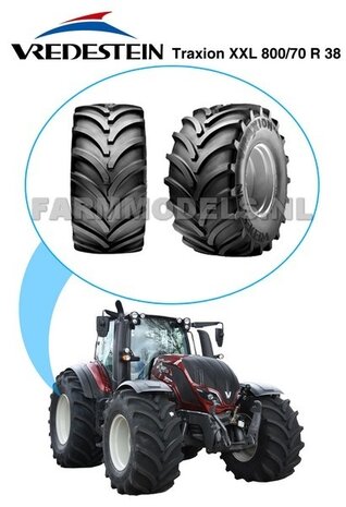 Vredestein Traxion XXL 800/70R38, achteras banden  &Oslash; 64.9 mm + velgen, 1:32, Universele set