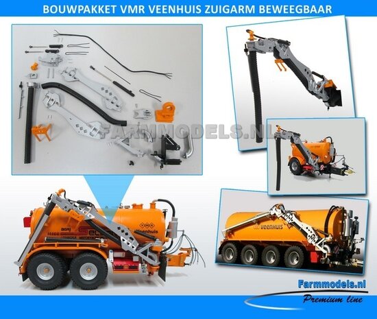 VMR Veenhuis 8&quot; Knikzwaaiarm / zuigarm, ruim 40 delige BOUWKIT op kleur geleverd, beweegbaar, Die-Cast &amp; kunststof 1:32