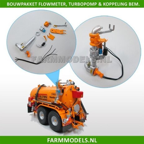 Flowmeter, kogelkopkraan, turbopomp en afsluiter, Koppelstuk mesttank - bemester, (VMR) bouwkit, 1:32