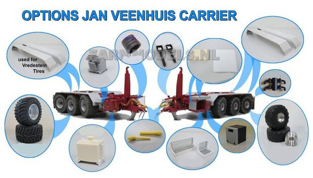 Jan Veenhuis 3-asser haakarm Carrier + 3x Vredestein Flotation trac bandensets Bouwpakket Basis asafstand 180 + geleverd met nieuwe verlichting LAST ONE