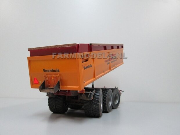 Jan Veenhuis JVLK 25000b Tridem asser Landbouw Kipper BOUWKIT + Vredestein Flotation Trac banden +  BPW eindnaven 1:32 Premium Line (HTD)  SUPERSALE