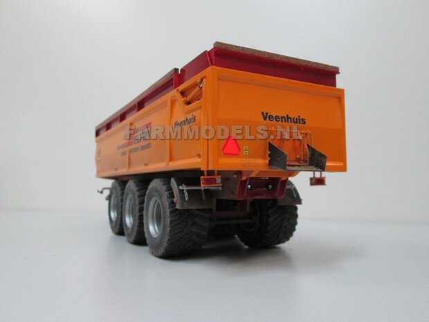 Jan Veenhuis JVLK 25000b Tridem asser Landbouw Kipper BOUWKIT + Vredestein Flotation Trac banden + met witte Resin velgen + BPW eindnaven 1:32 Premium Line (HTD)  SUPERSALE