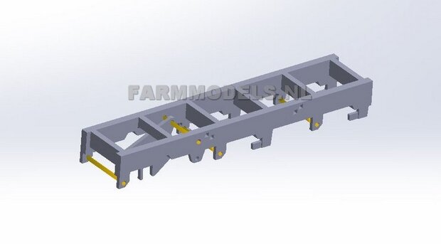 Universeel 3-as chassis met liftas functie, asafstand 51.56 mm (1:1 = 1650 mm) perfect als basis voor je zelfbouwchassis, 1:32, geleverd zonder assen / banden!!! (HTD)