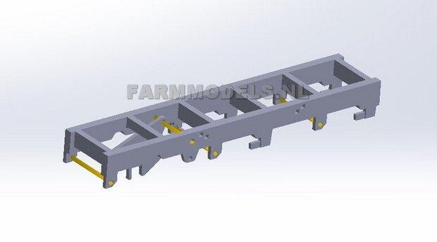 Universeel 3-as chassis met liftas functie, asafstand 56.65 mm (1:1 = 1810 mm) perfect als basis voor je zelfbouwchassis, 1:32, geleverd zonder assen / banden!!! (HTD)