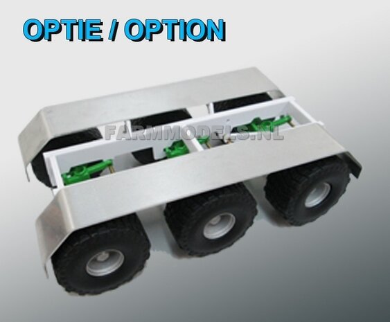 Universeel 3-as chassis met liftas functie, asafstand 51.56 mm (1:1 = 1650 mm) perfect als basis voor je zelfbouwchassis, 1:32, geleverd zonder assen / banden!!! (HTD)